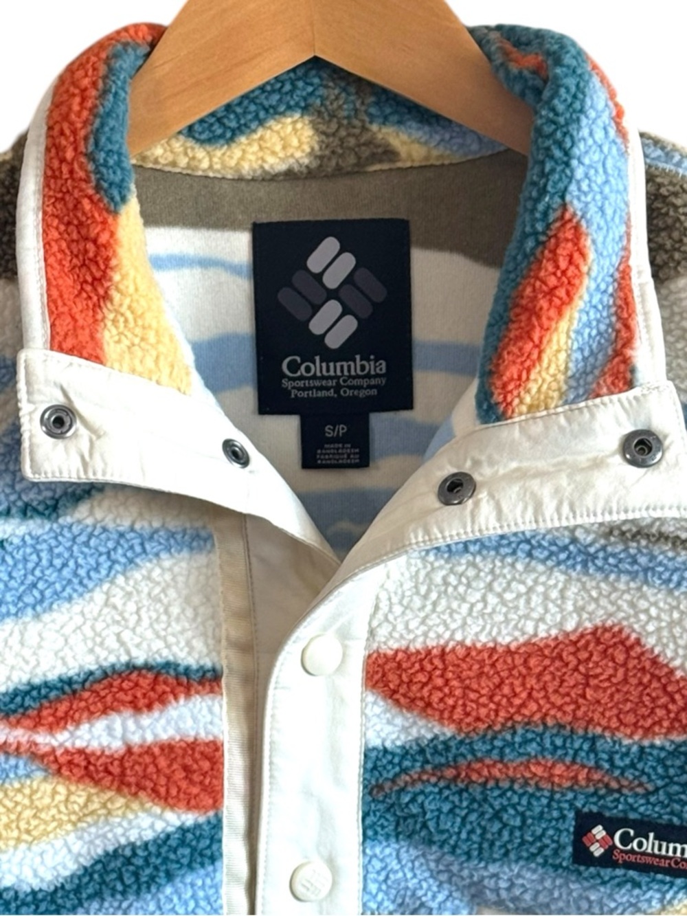Columbia Helvetia II Half Snap Sherpa Fleece Abstract Mountain Print Gorpcore S - Picture 4 of 6